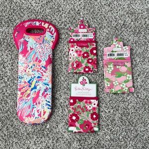 Lilly Pulitzer Wine Tote + 3 drink huggers